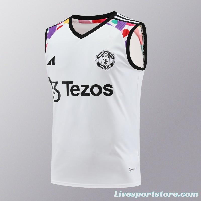 24/25 Manchester United White Vest Jeresy+Shorts