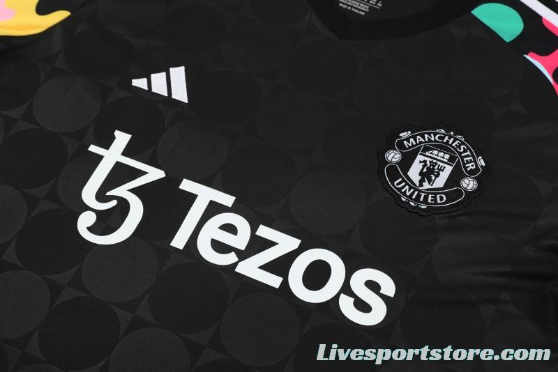 24/25 Manchester United Black Short Sleeve Jeresy+Shorts