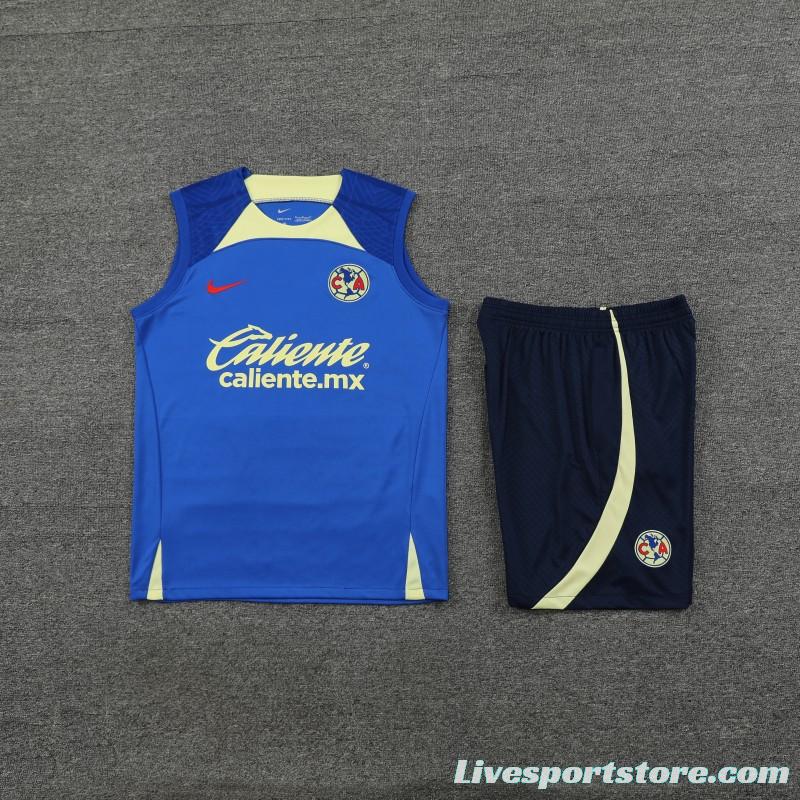 24/25 Club America Blue/Yellow Vest Jeresy+Shorts