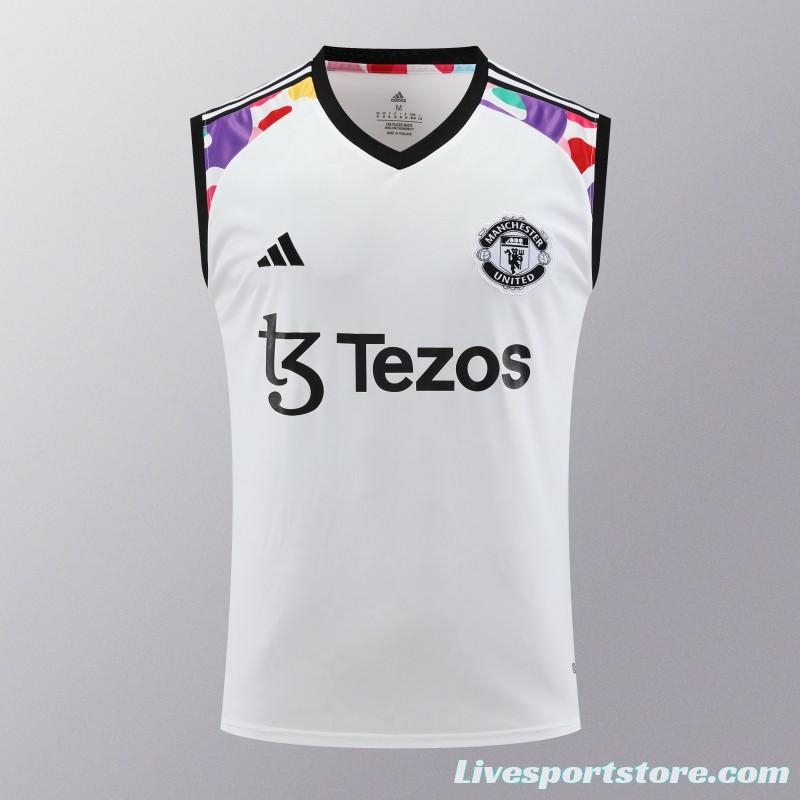 24/25 Manchester United White Vest Jeresy+Shorts