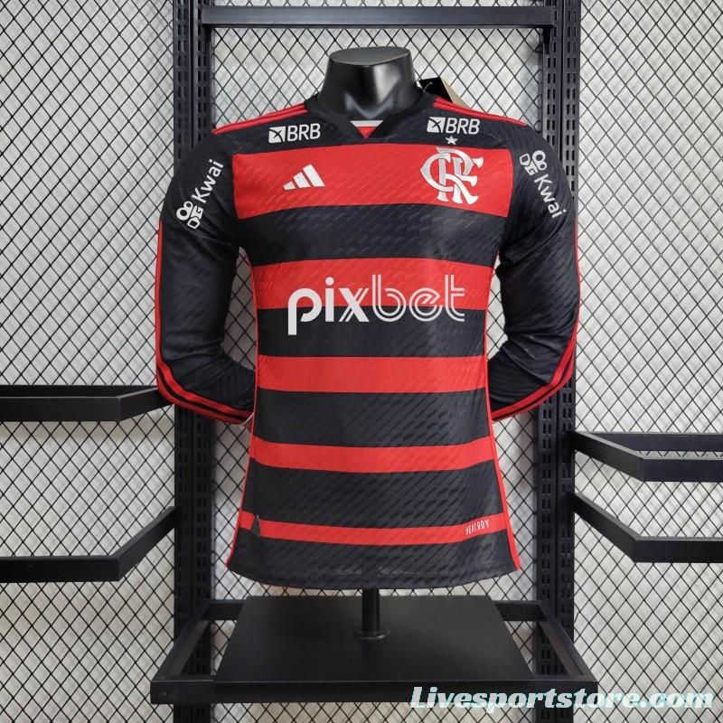 Player Version 24/25 Flamengo Home Long Sleeve Jersey+ All Sponsored