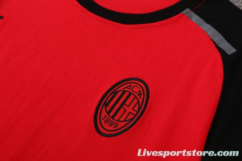 23/24 AC Milan Red/Black Cotton Short Sleeve Jersey+Shorts