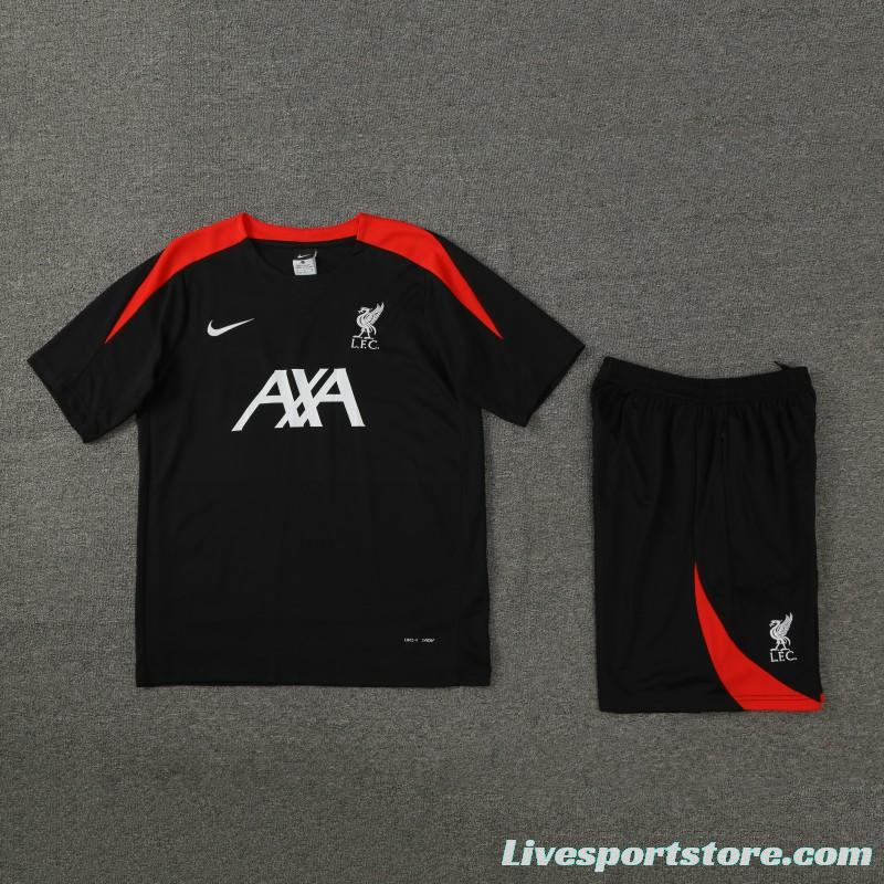 24/25 Liverpool Black Short Sleeve Jeresy+Shorts