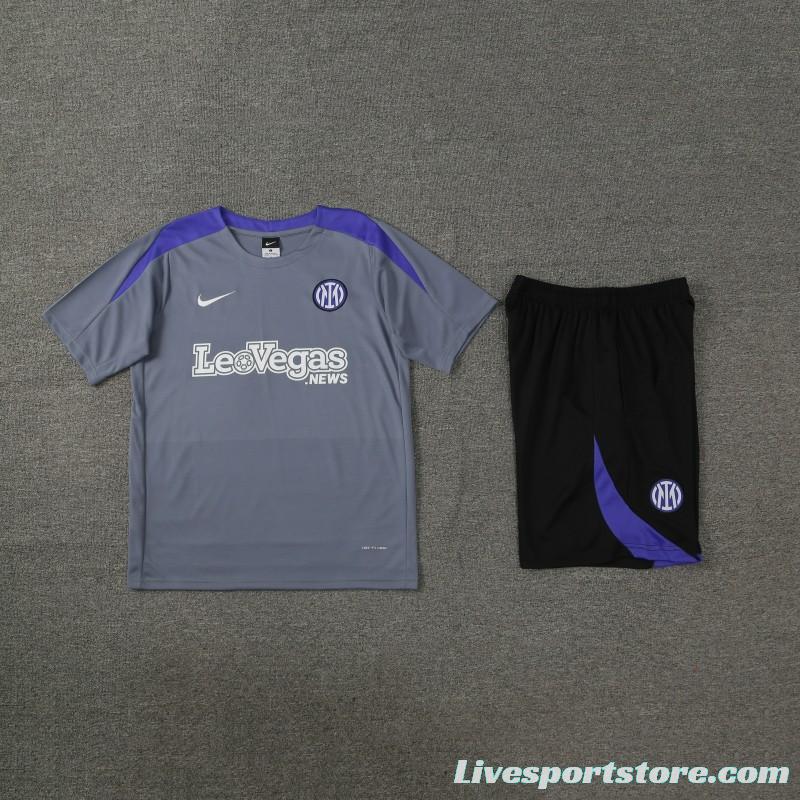 24/25 Inter Milan Grey Short Sleeve Jeresy+Shorts