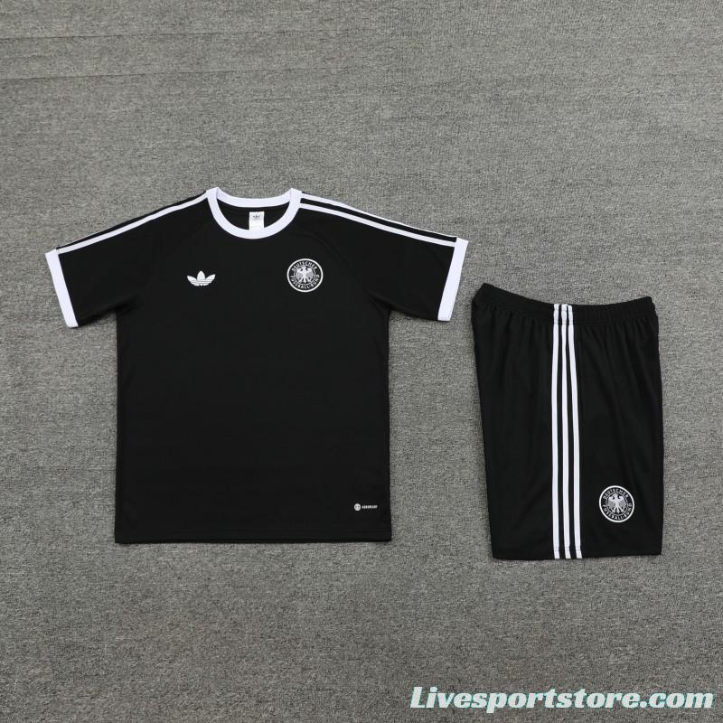 2024 Germany Black Cotton Short Sleeve Jersey+Shorts