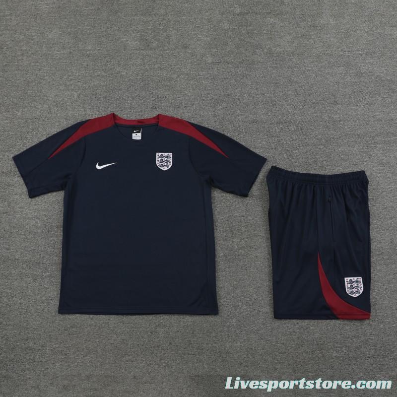 2024 England Navy Cotton Short Sleeve Jersey+Shorts