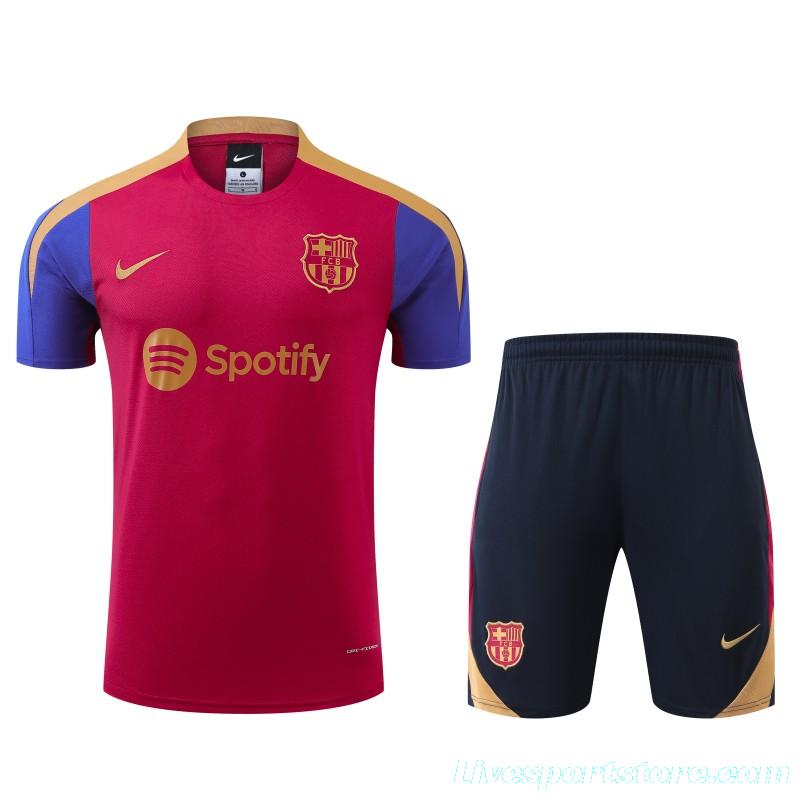 23/24 Barcelona Red/Navy Short Sleeve Jersey+Shorts