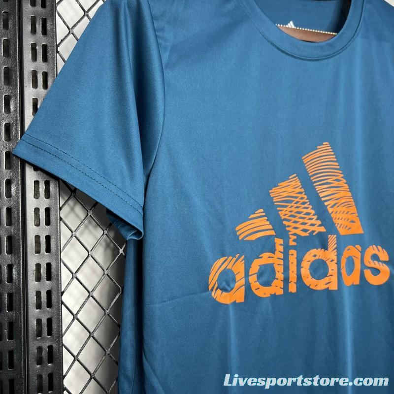 2024 Adidas Blue Cotton T-shirt  #1033