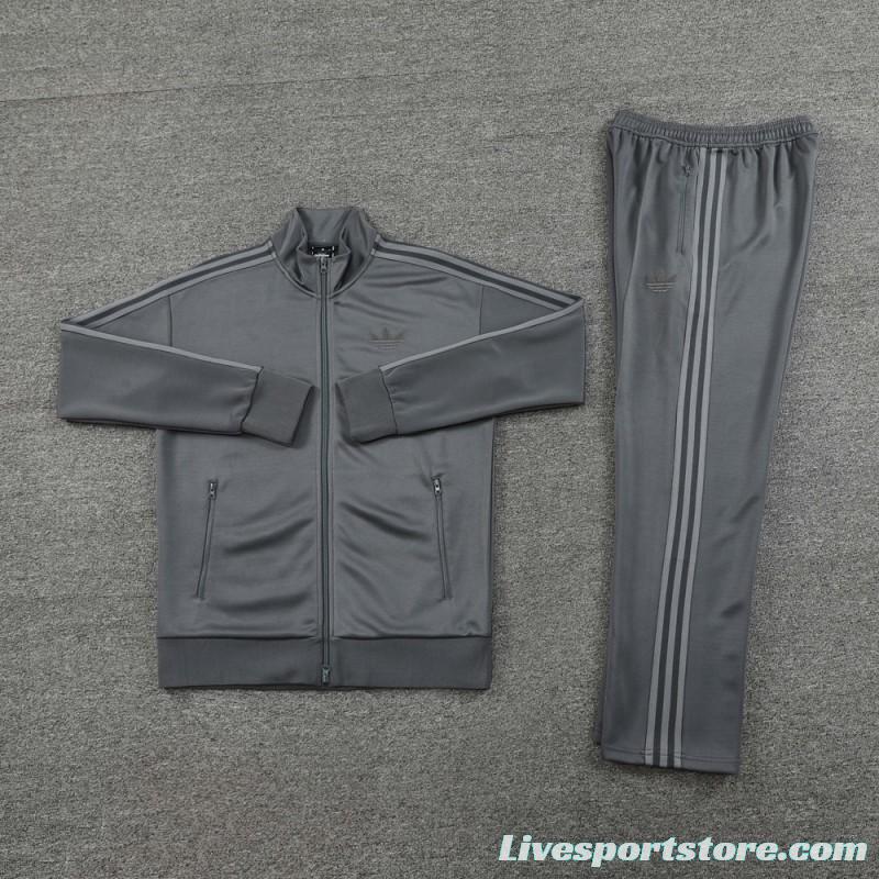 24/25 Adidas Original Grey Full Zipper Jacket +Long Pants