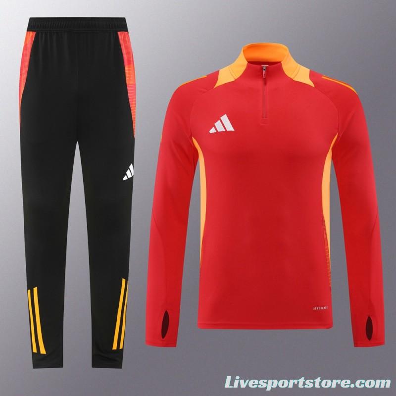 2024 Adidas Red/Yellow Half Zipper Jacket +Long Pants