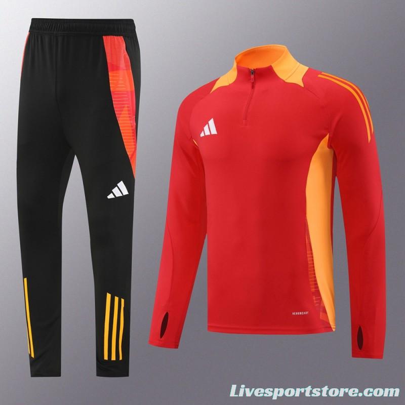 2024 Adidas Red/Yellow Half Zipper Jacket +Long Pants