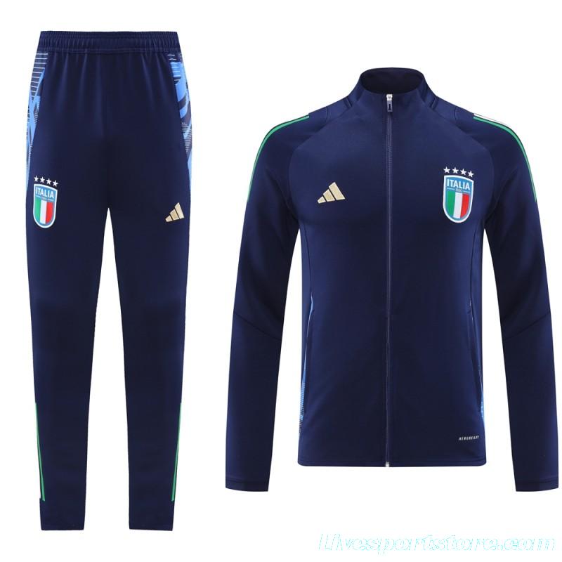 2024 Italy Navy Full Zipper Jacket +Long Pants