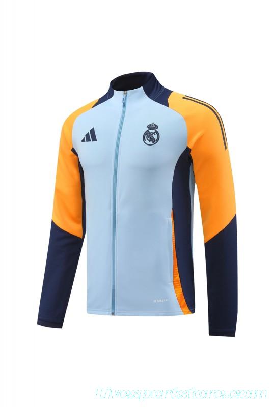 24/25 Real Madrid Light Blue/Yellow Full Zipper Jacket +Long Pants