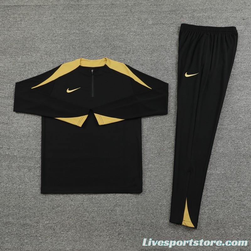 24/25 Nike Black/Golden Half Zipper Jacket+Long Pants