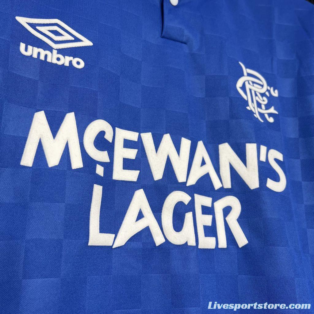 Retro 87/90 Glasgow Rangers Home Jersey