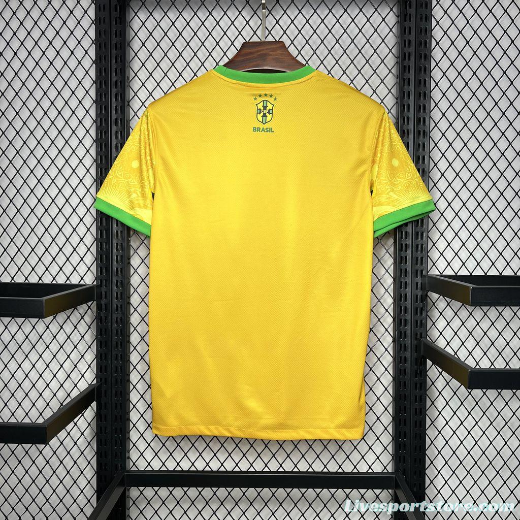 2024 Brazil Christ Yellow Goalkeeper Special Jersey