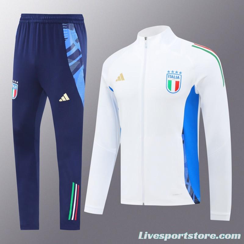 2024 Italy White Full Zipper Jacket +Long Pants