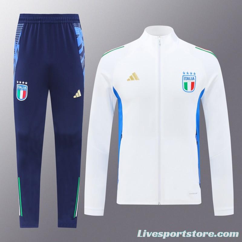 2024 Italy White Full Zipper Jacket +Long Pants