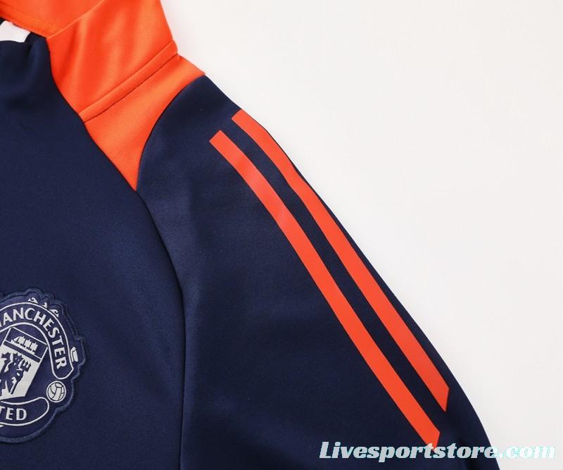 24/25 Manchester United Navy/Orange Full Zipper Jacket +Long Pants