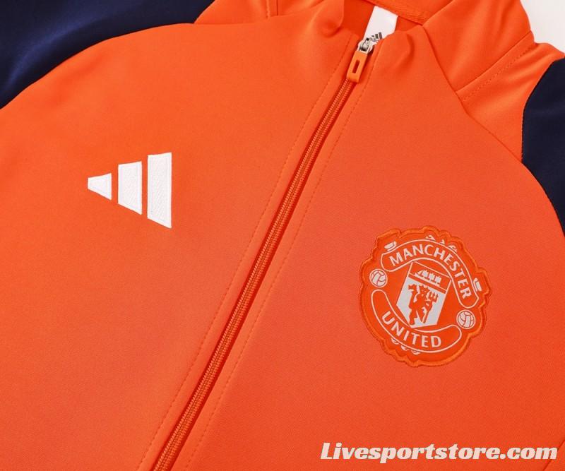 24/25 Manchester United Orange Full Zipper Jacket +Long Pants