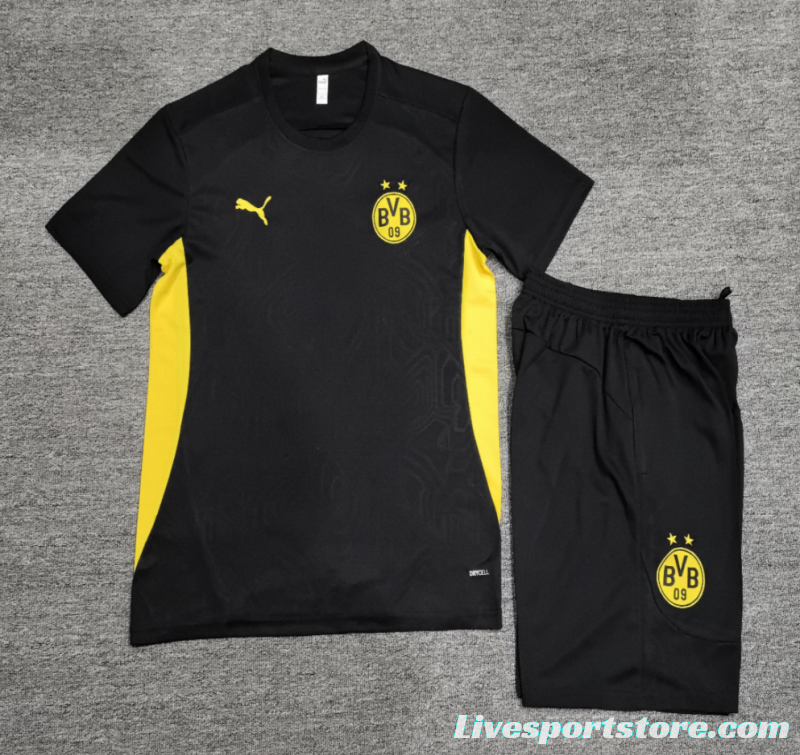 24/25 Kids Borussia Dortmund Black Short Sleeve Jersey+Shorts