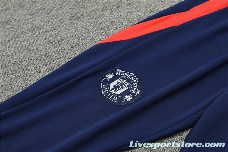 24/25 Manchester United Orange/Navy Half Zipper Jacket+Long Pants