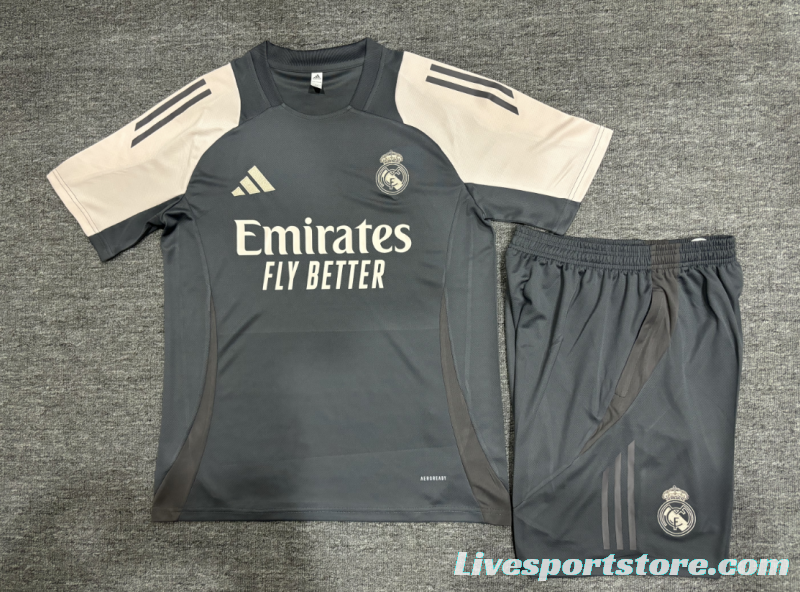 24/25 Kids Real Madrid Black/Pink Short Sleeve Jersey+Shorts