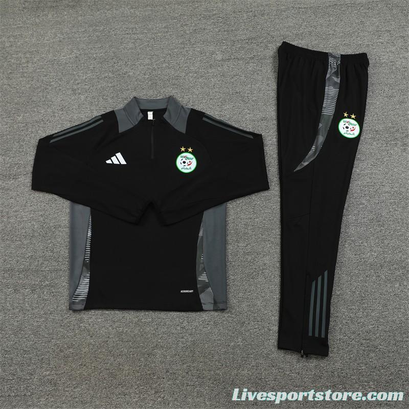 2024 Algeria Black Half Zipper Jacket+Long Pants