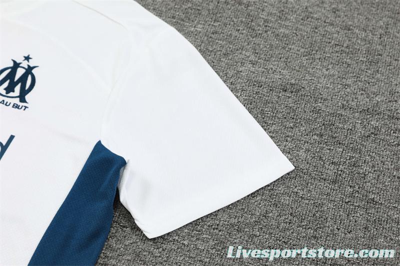 24/25 Olympique Marseille White Short Sleeve Jersey+Shorts