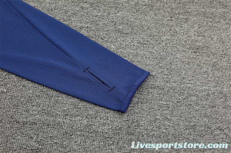 24/25 Manchester United Navy Half Zipper Jacket+Long Pants