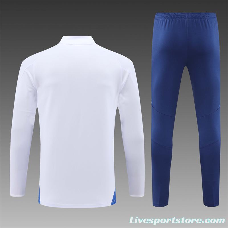 2024 Italy White Half Zipper Jacket+Long Pants