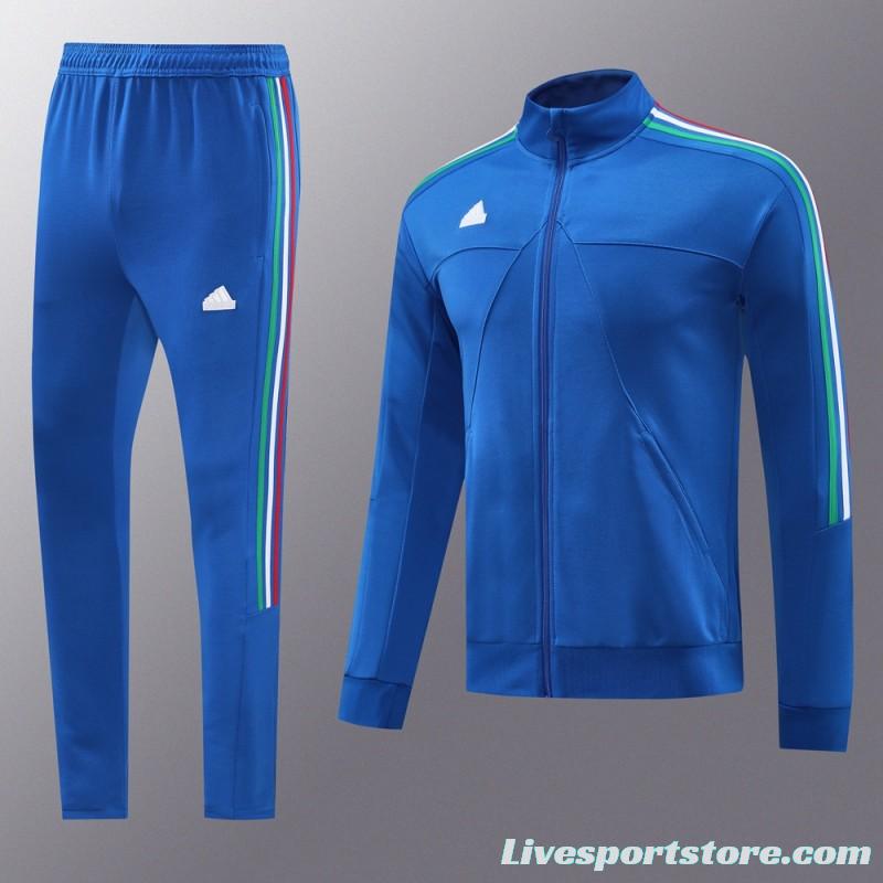 Kids 2024 Adidas Blue Full Zipper Jacket +Long Pants