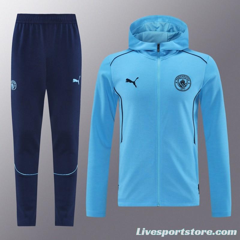 24/25 Manchester United Skyblue Full Zipper Jacket +Long Pants