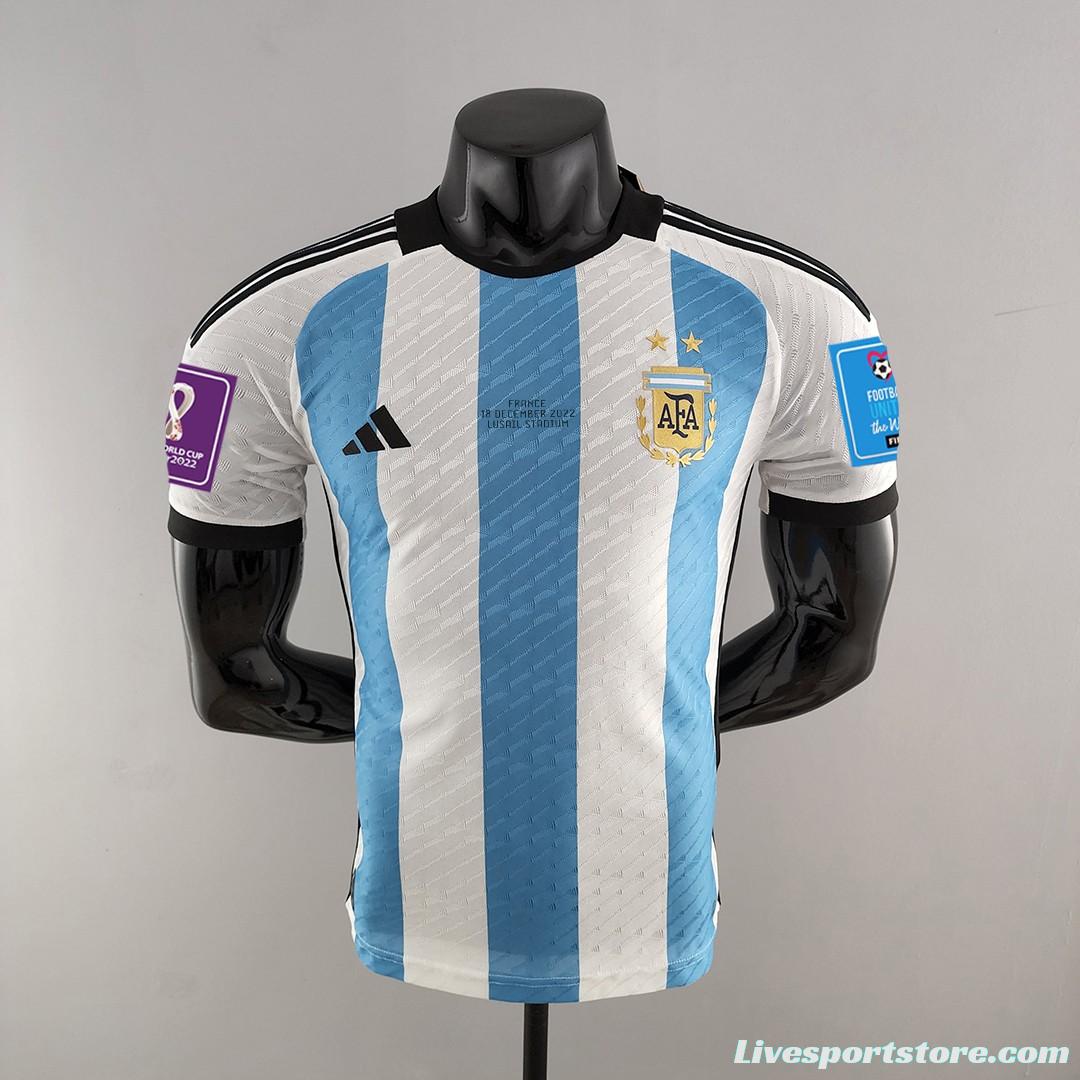 Player Version 2 Stars Argentina Home Final Match Jersey With Full Patch