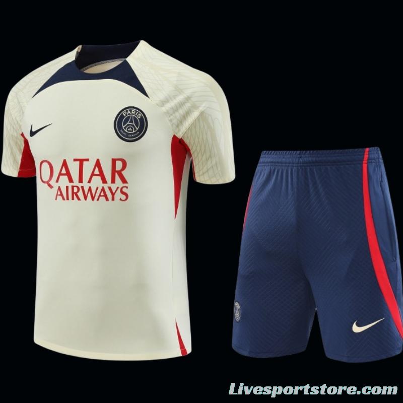 23-24 PSG Beige Short Sleeve+Shorts