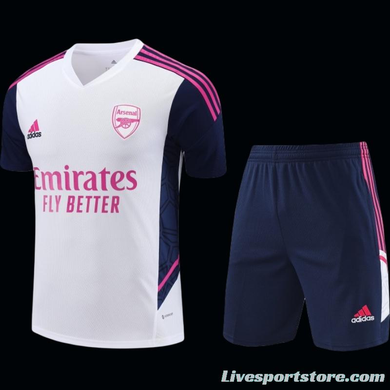 23-24 Arsenal White/Navy Short Sleeve+Shorts