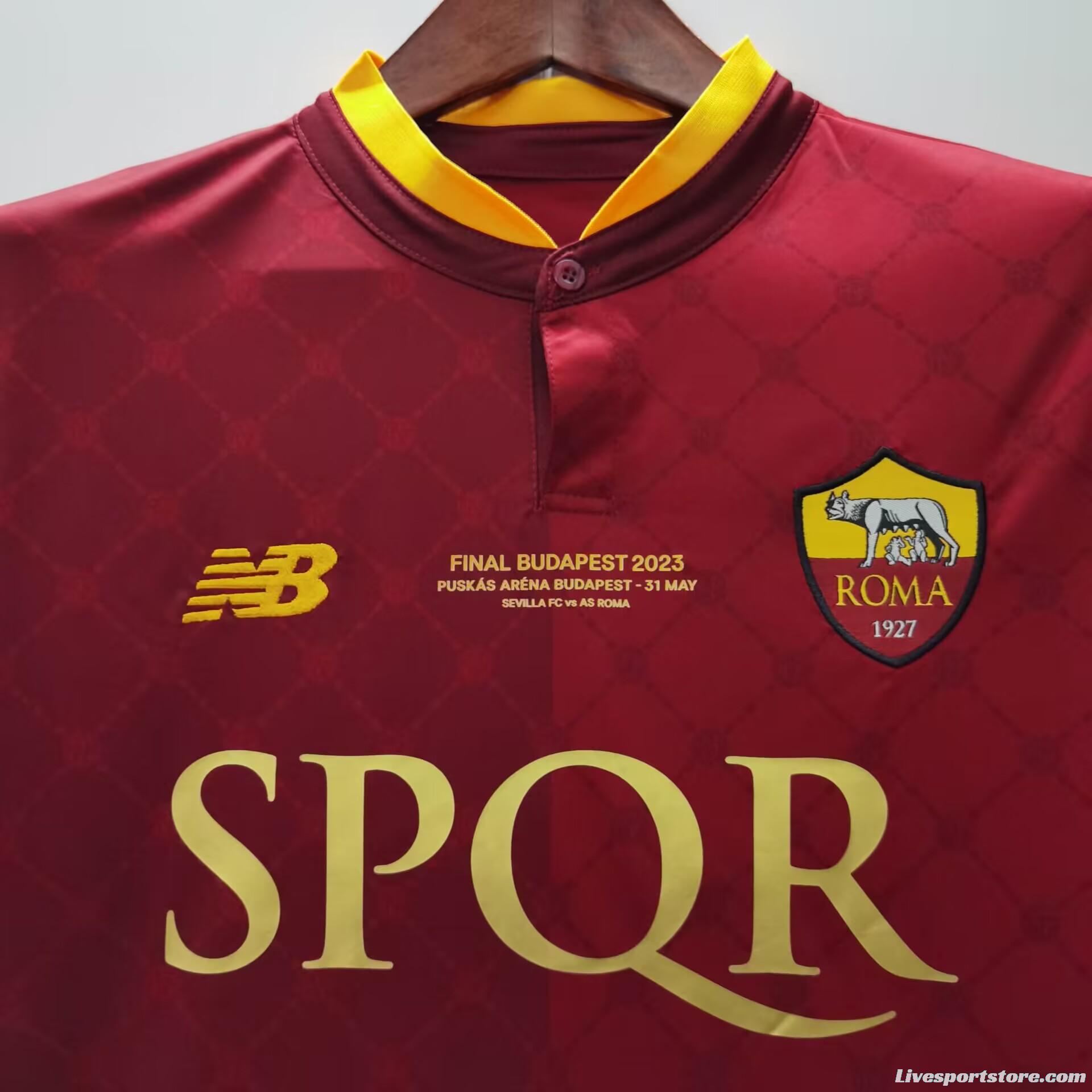 22/23 AS Roma Home Jersey Final Budapest Jersey  With Full Patches