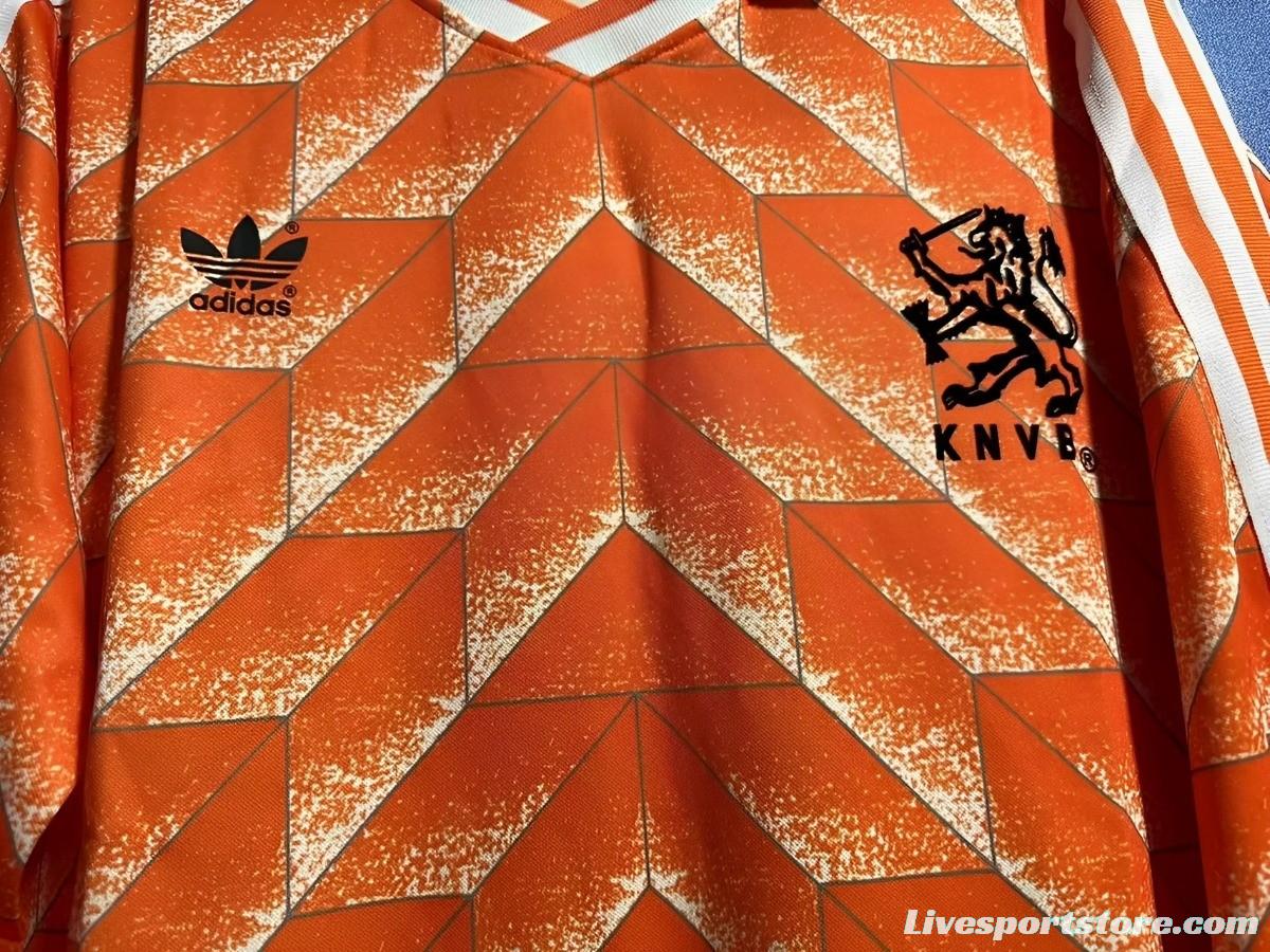 Retro 1988 Netherlands Home Long Sleeve Jersey