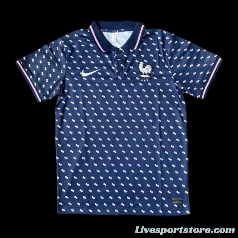 2023 France Navy White Point POLO Shirt