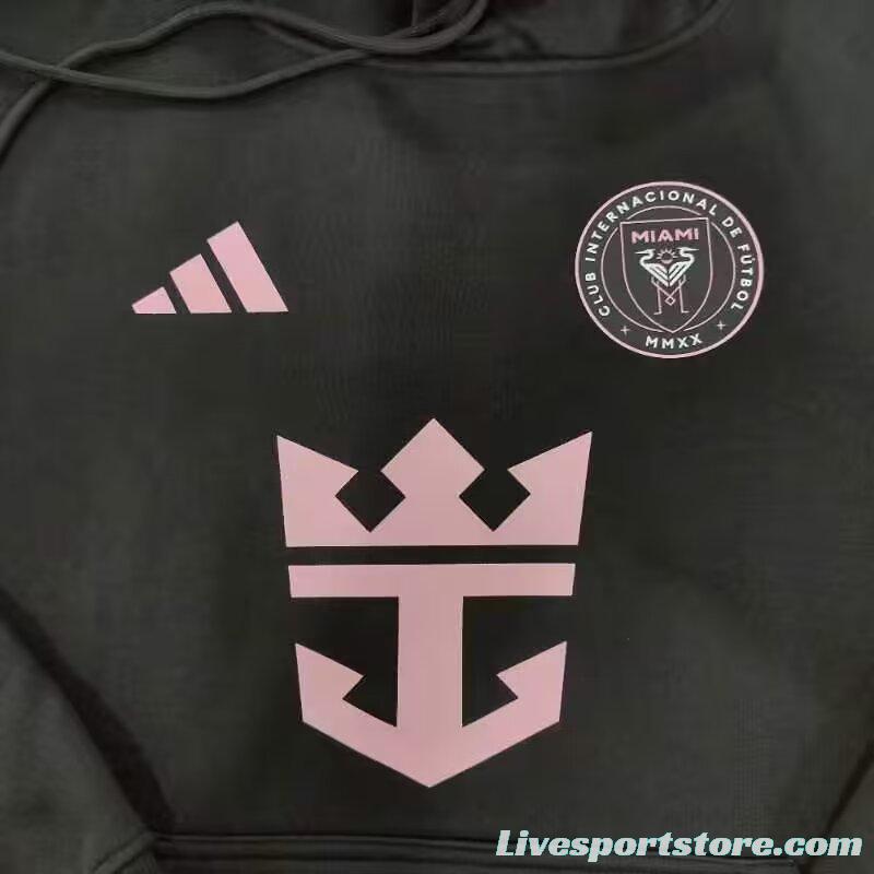 23/24 Inter Miami Black Hoodie Jacket Signed By Messi