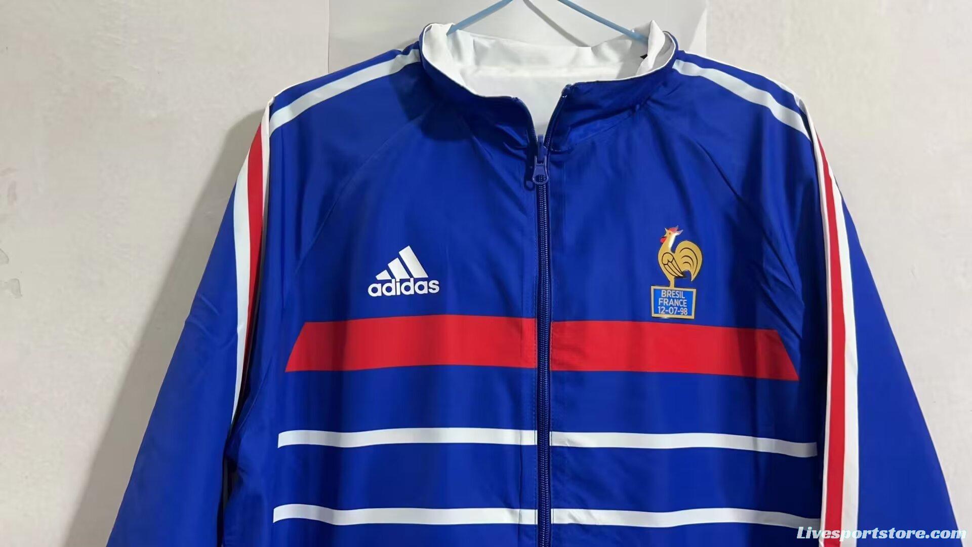 Retro 1998 France Blue/White Reversible Full Zipper Jacket