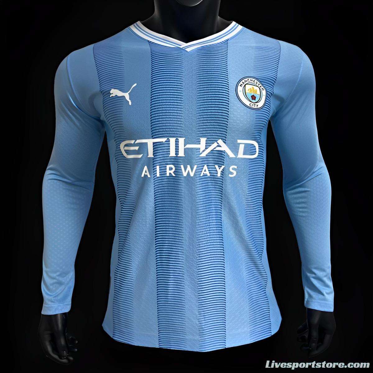 Player Version 23/24 Manchester City Home Long Sleeve Jersey