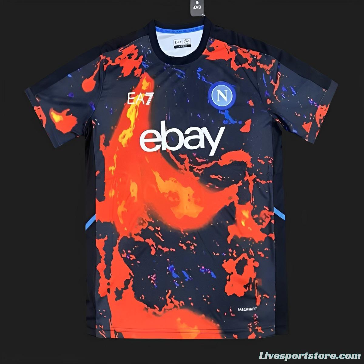 24/25 EA7 Napoli 2024 Pre-Match bright Red Volcanic Lava Pattern Jersey