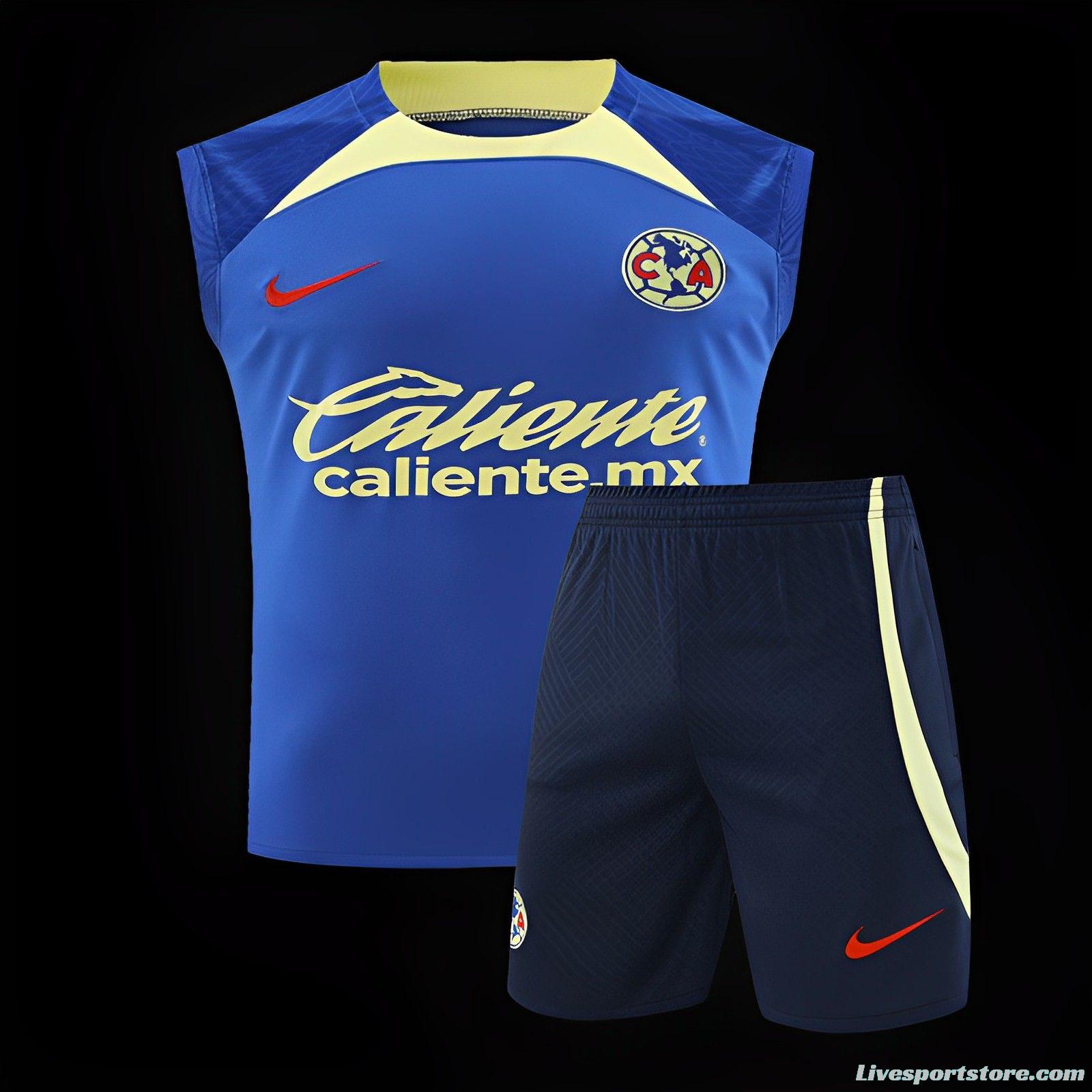 24/25 Club America Blue/Yellow Vest Jeresy+Shorts