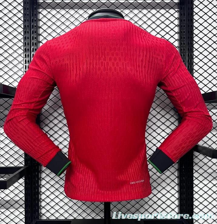 Player Version 2024 Portugal Home Long Sleeve Jersey