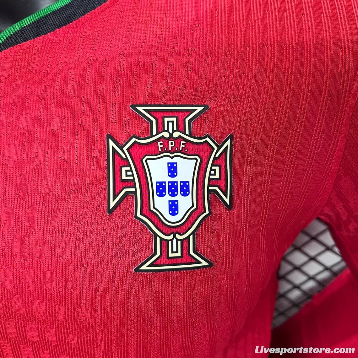 Player Version 2024 Portugal Home Long Sleeve Jersey