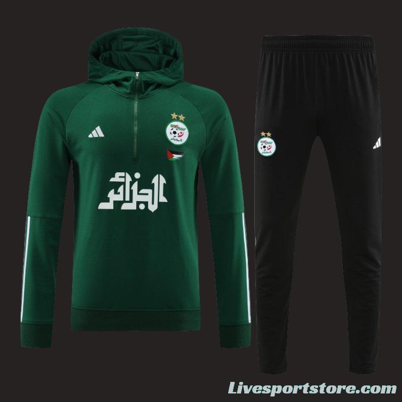 2024 Algeria Green Hoodie  Full Zipper Hoodie Jacket+Pants