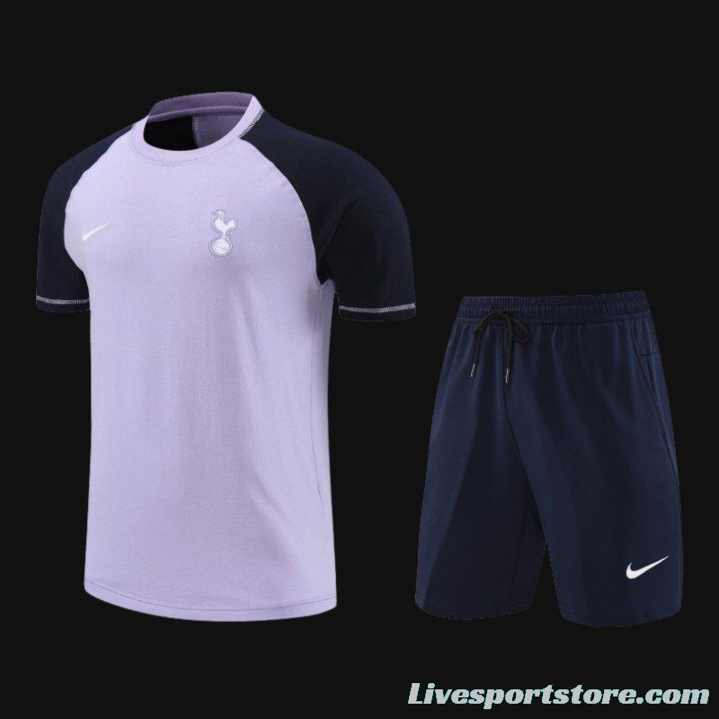 23/24 Tottenham Hotspur Purple/Navy Cotton Short Sleeve Jersey+Shorts