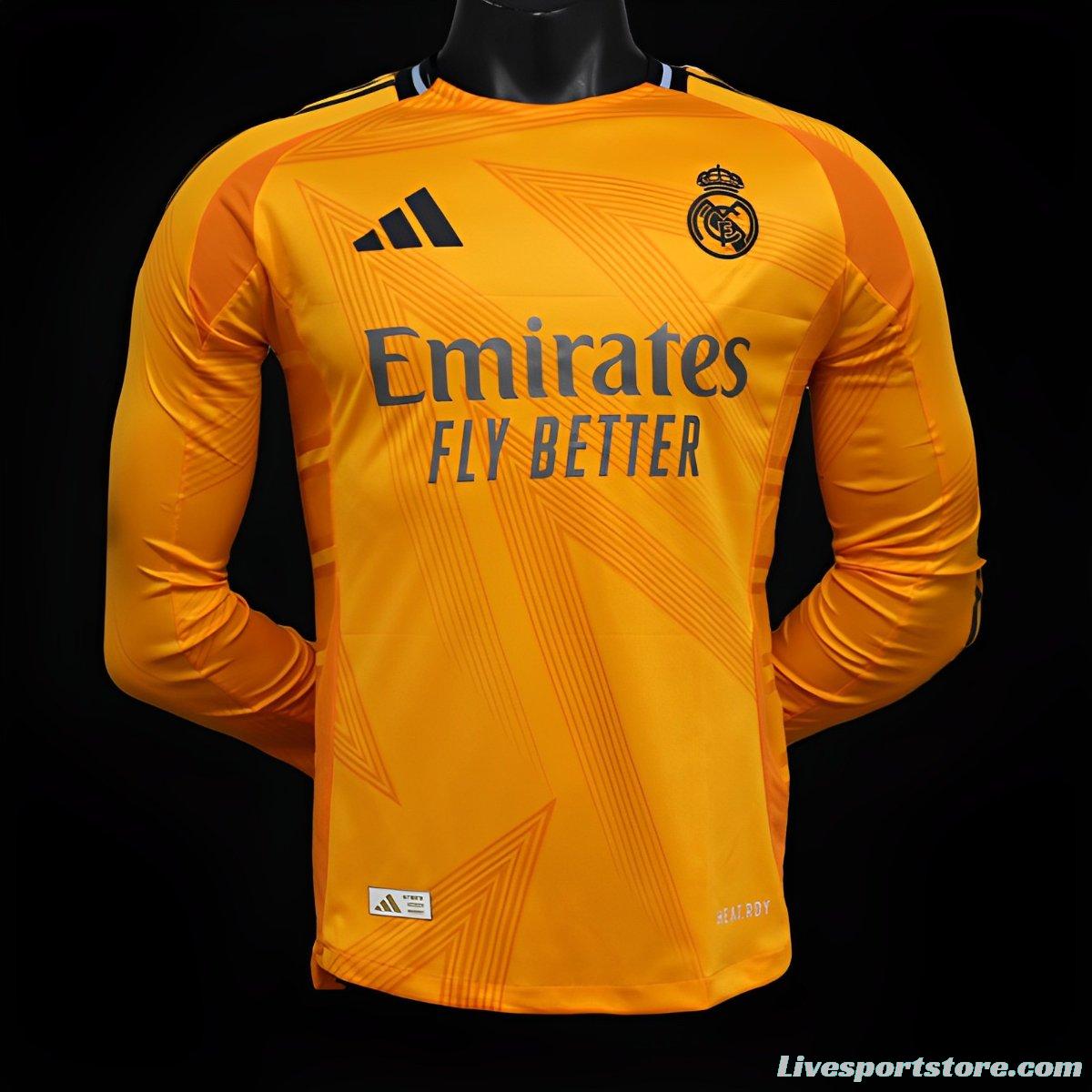 Player Version 24/25 Real Madrid Away Orange Long Sleeve Jersey